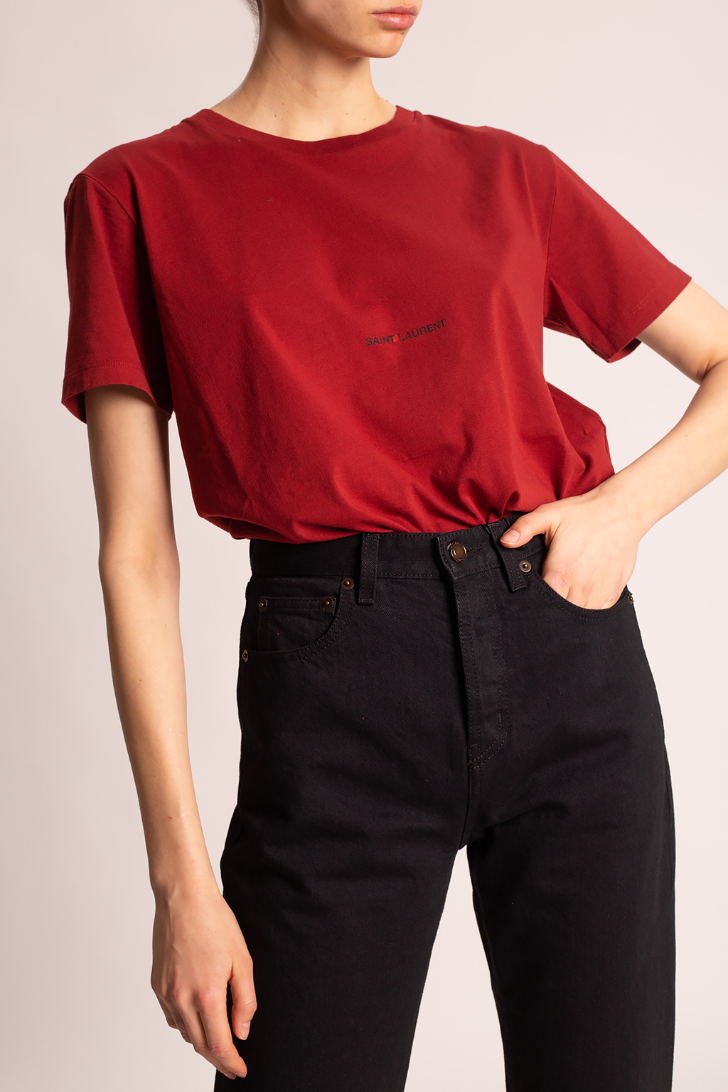 Saint laurent red shirt deals